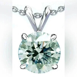7.14 Ct Vvs1-White Ice Round Moissanite Diamond Solitaire 925 Silver Pendant
